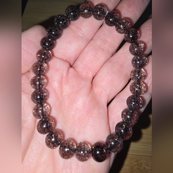 8mm Black Aura Quartz Bracelet - Picture 1 of 8